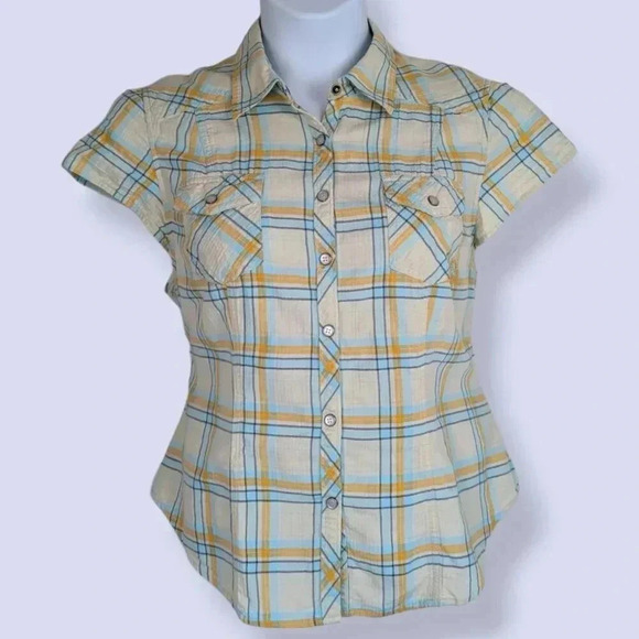 Harley Davidson Plaid Embroidered Butterfly Shirt - Picture 1 of 7